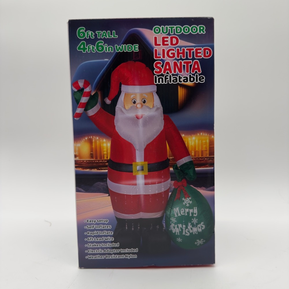 NEW 6FT LED Lighted Santa Inflatable Outdoor Christmas Yard Decoration